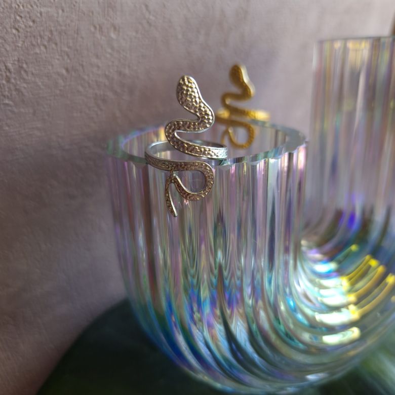 bague serpent en acier inoxydable couleur or ou argent
