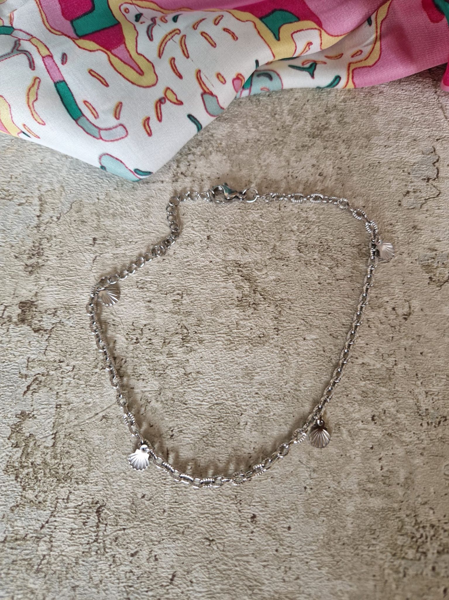 chaine de cheville en acier inoxydable couleur or ou argent
