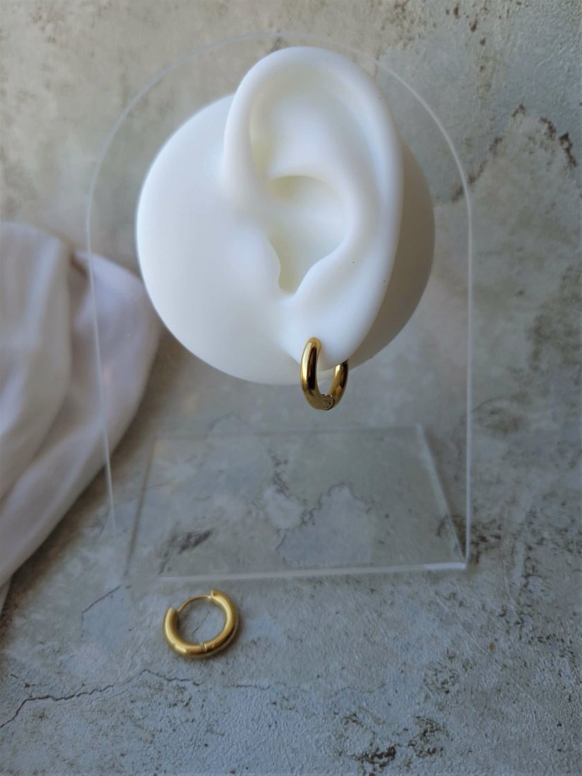 Boucles d'oreilles créoles en acier inoxydable couleur or ou argent