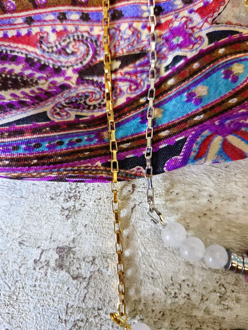 collier ras du coup fait main en acier inoxydable or ou argent et pierre naturelle de jade blanc et rhodonite