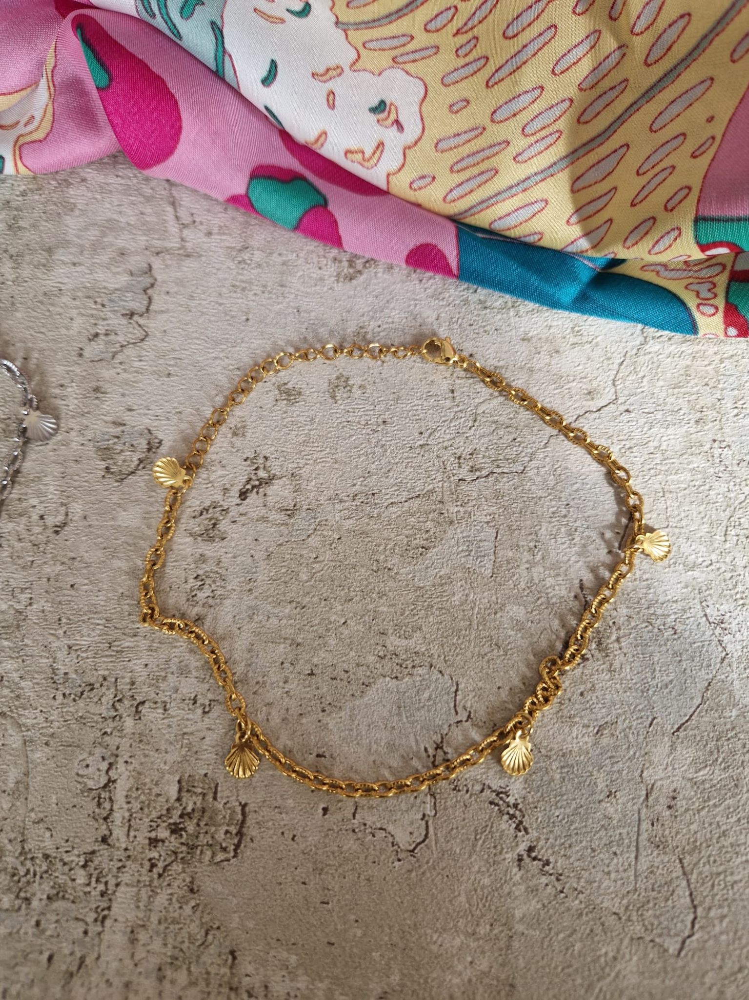 chaine de cheville en acier inoxydable couleur or ou argent