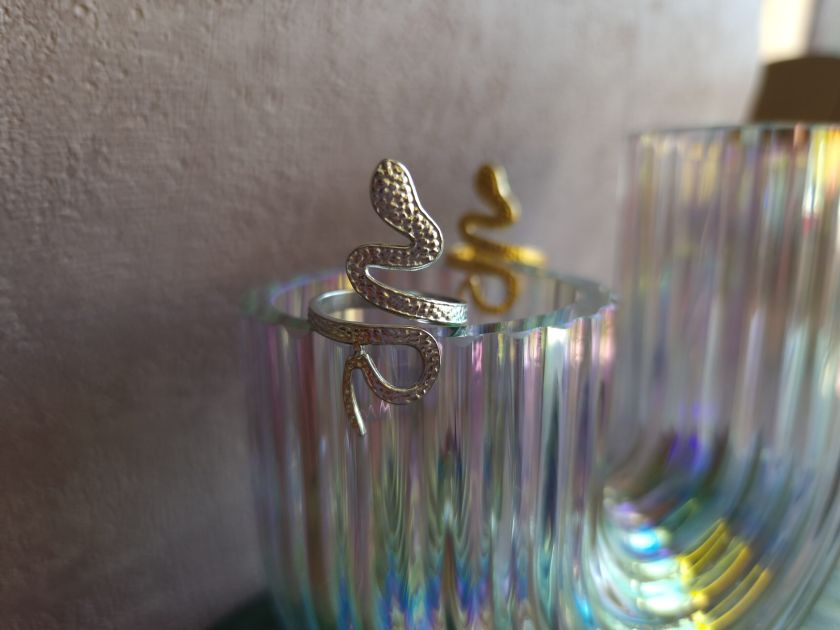 bague serpent en acier inoxydable couleur or ou argent