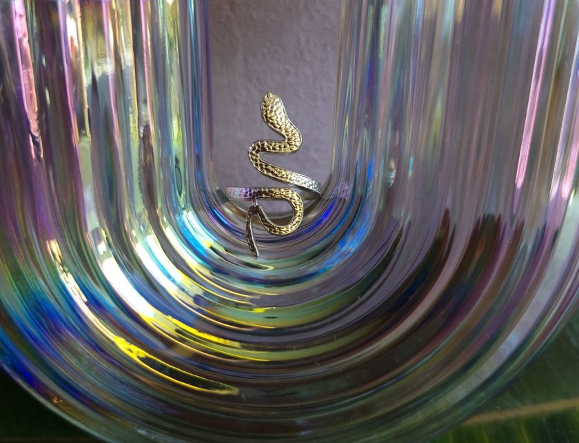 bague serpent en acier inoxydable couleur or ou argent