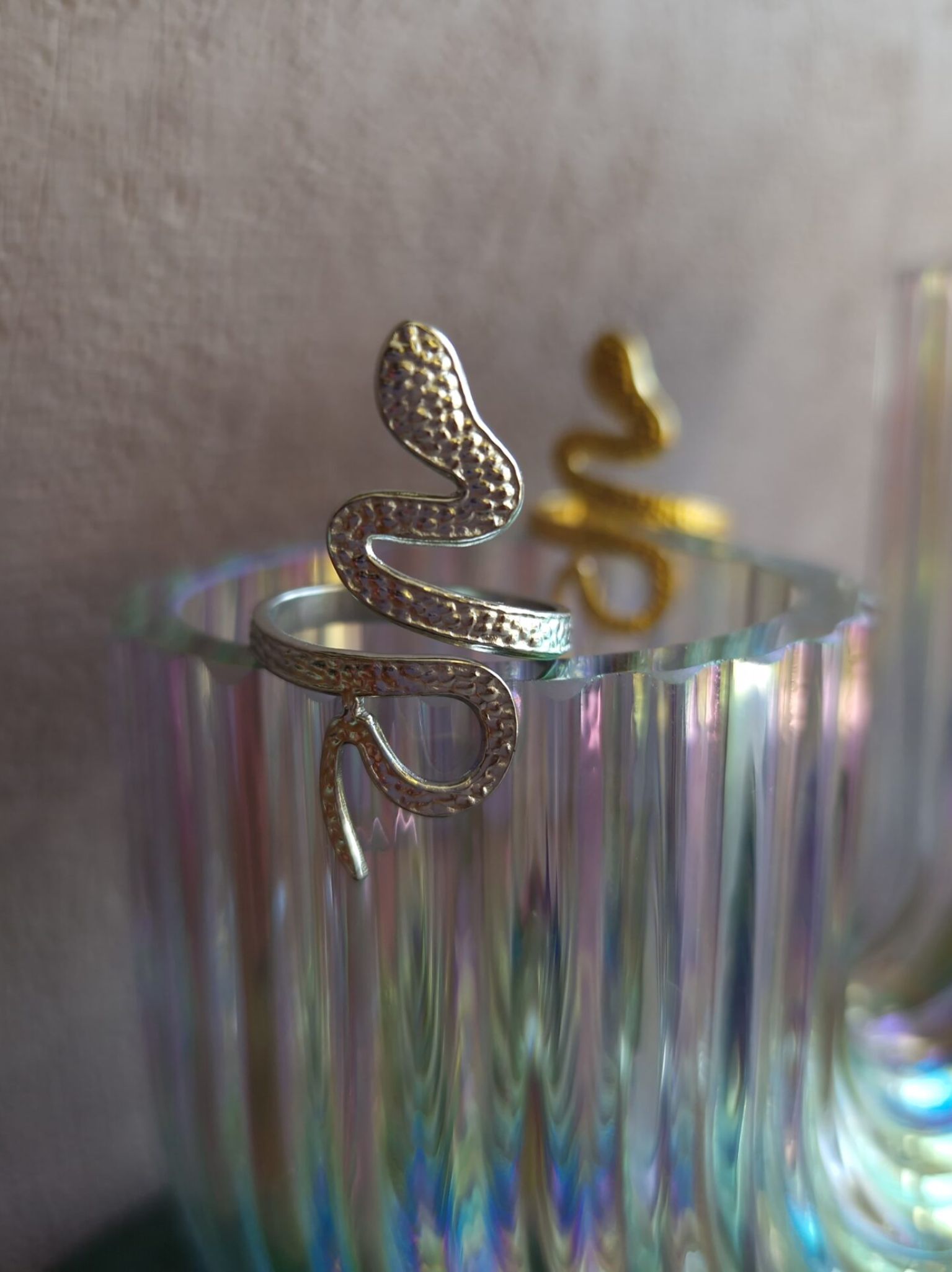 bague serpent en acier inoxydable couleur or ou argent