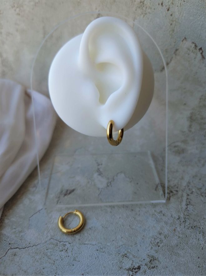 Boucles d'oreilles créoles en acier inoxydable couleur or ou argent