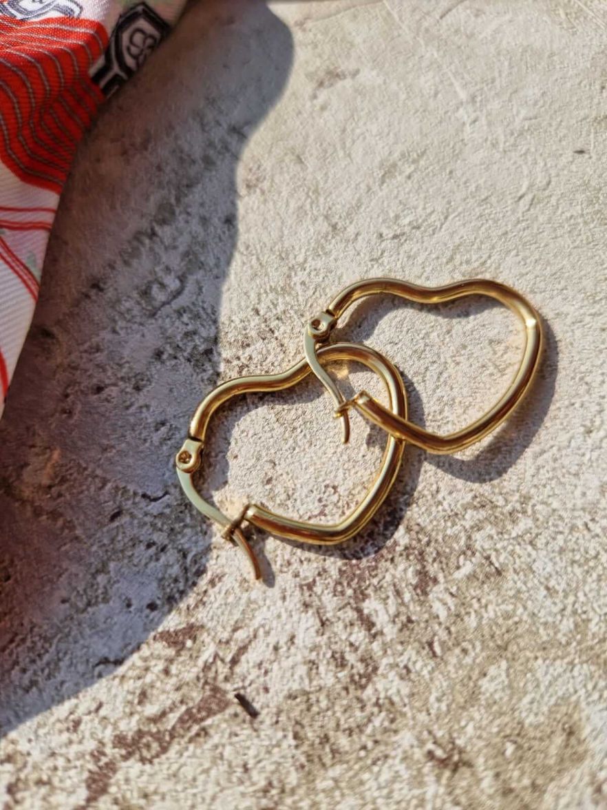 Boucles d'oreilles cœur en acier inoxydable couleur or ou argent
