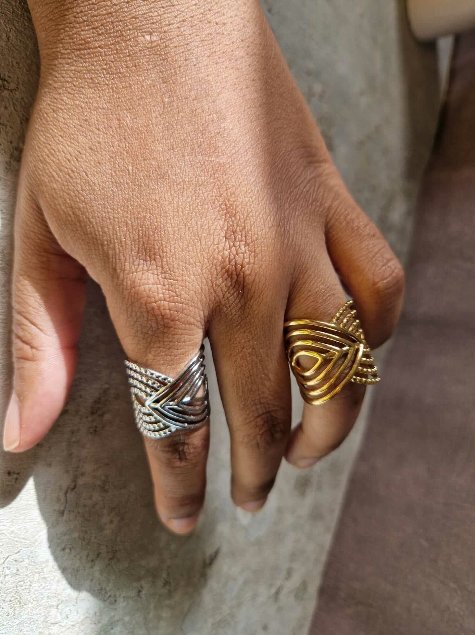 bague manchette en acier inoxydable or ou argent