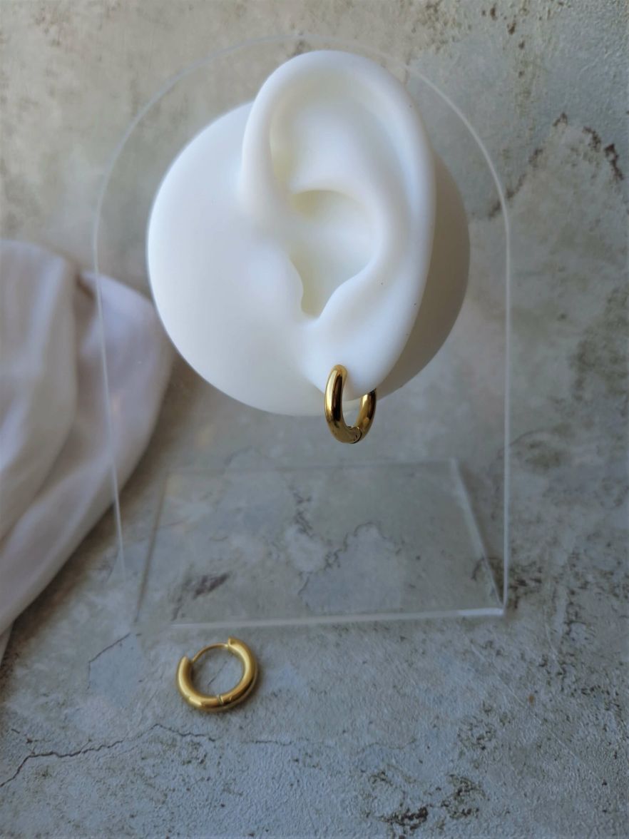 Boucles d'oreilles créoles en acier inoxydable couleur or ou argent