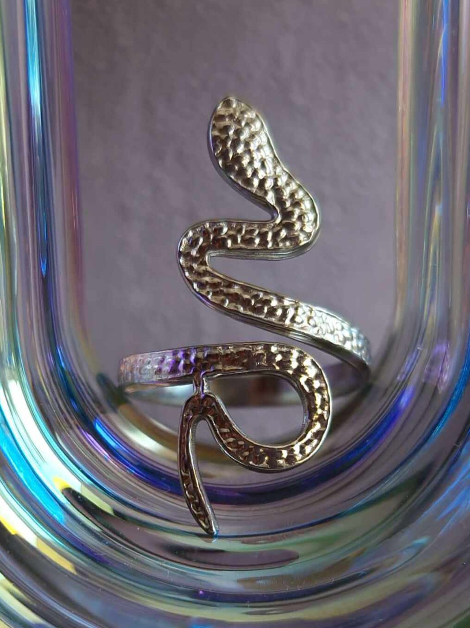 bague serpent en acier inoxydable couleur or ou argent