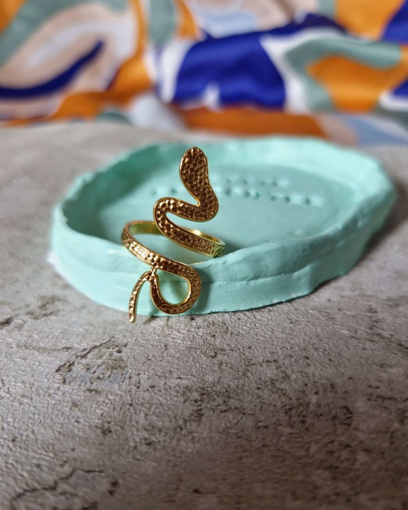 bague serpent en acier inoxydable couleur or ou argent
