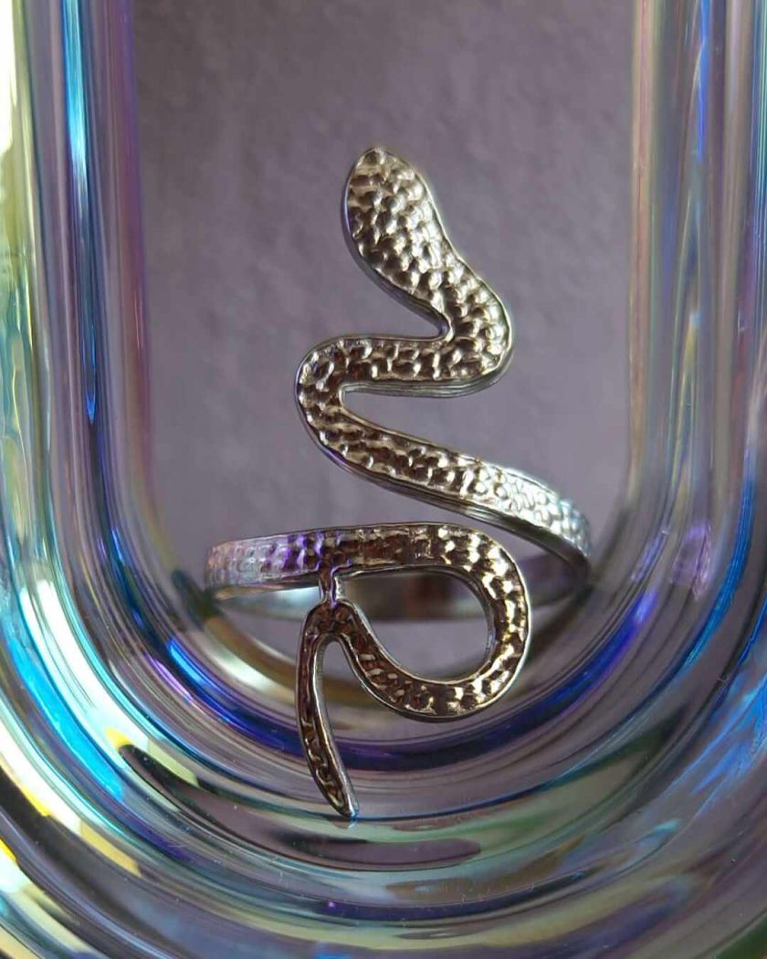 bague serpent en acier inoxydable couleur or ou argent