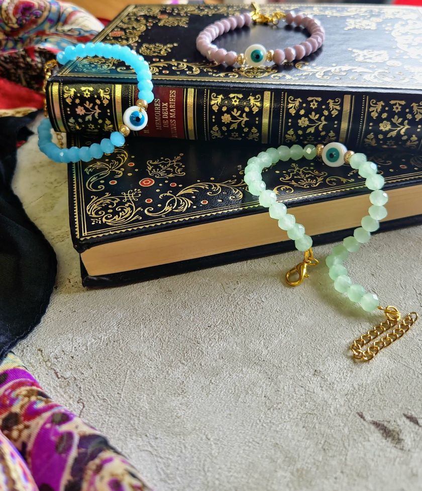 Bracelet talisman fait main en acier inoxydable